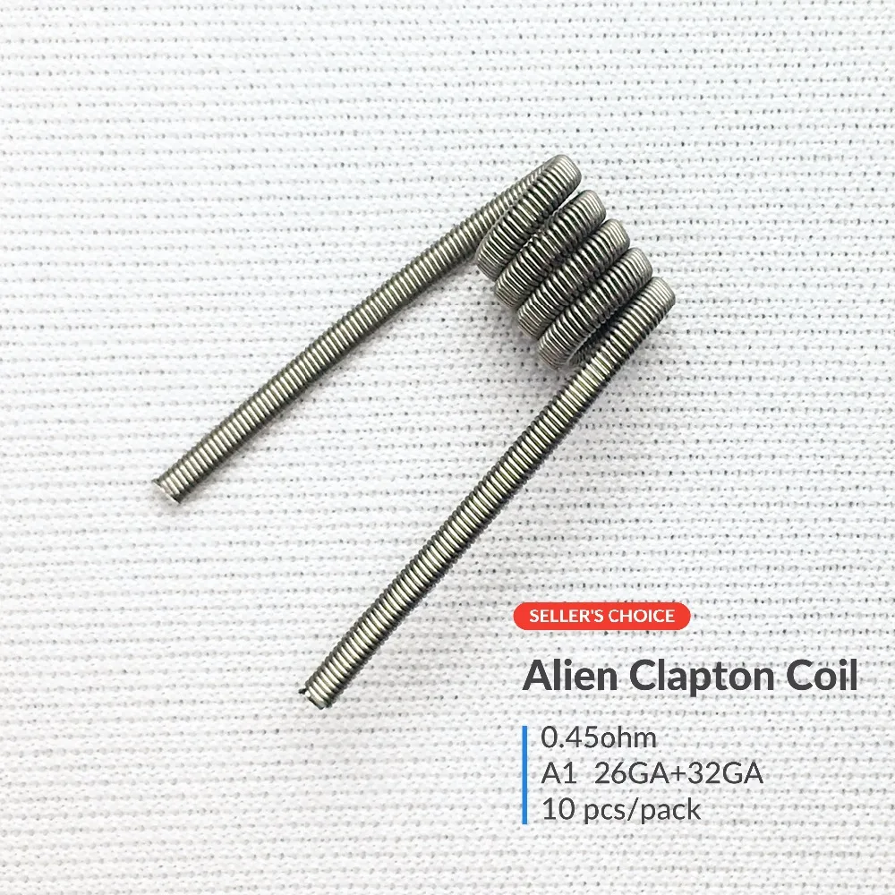 Volcanee 10 намоток Alien Clapton Flat Twisted Fused Clapton с сопротивлением Quad Тигр нагревательная проволока Vape сопротивление готовых предварительно оборудованная катушка катушки