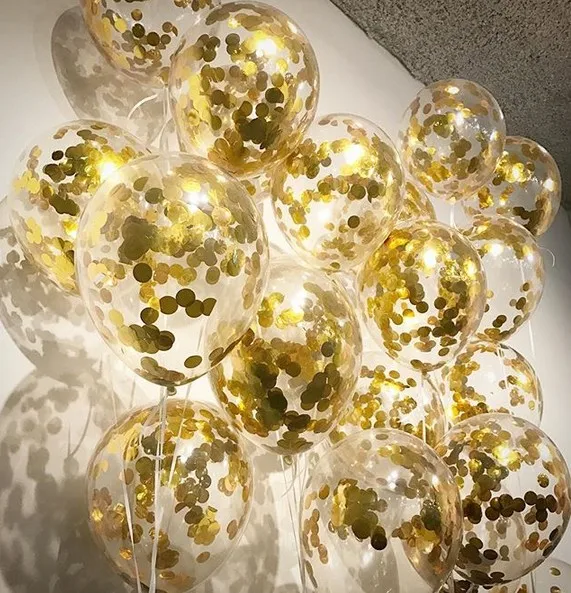 

15pcs 12inch Clear Balloons Gold Foil Confetti Transparent Balloons Happy Birthday Baby Shower Wedding Party Decorations