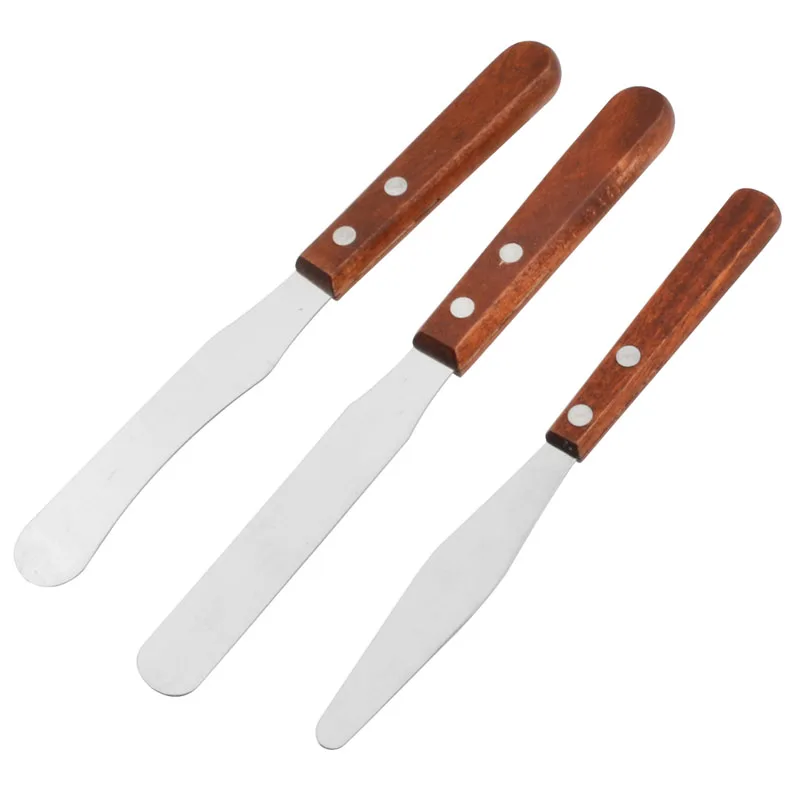 Hot Sale Stainless Steel Butter Cream Spatula + Wood Handle Smoother