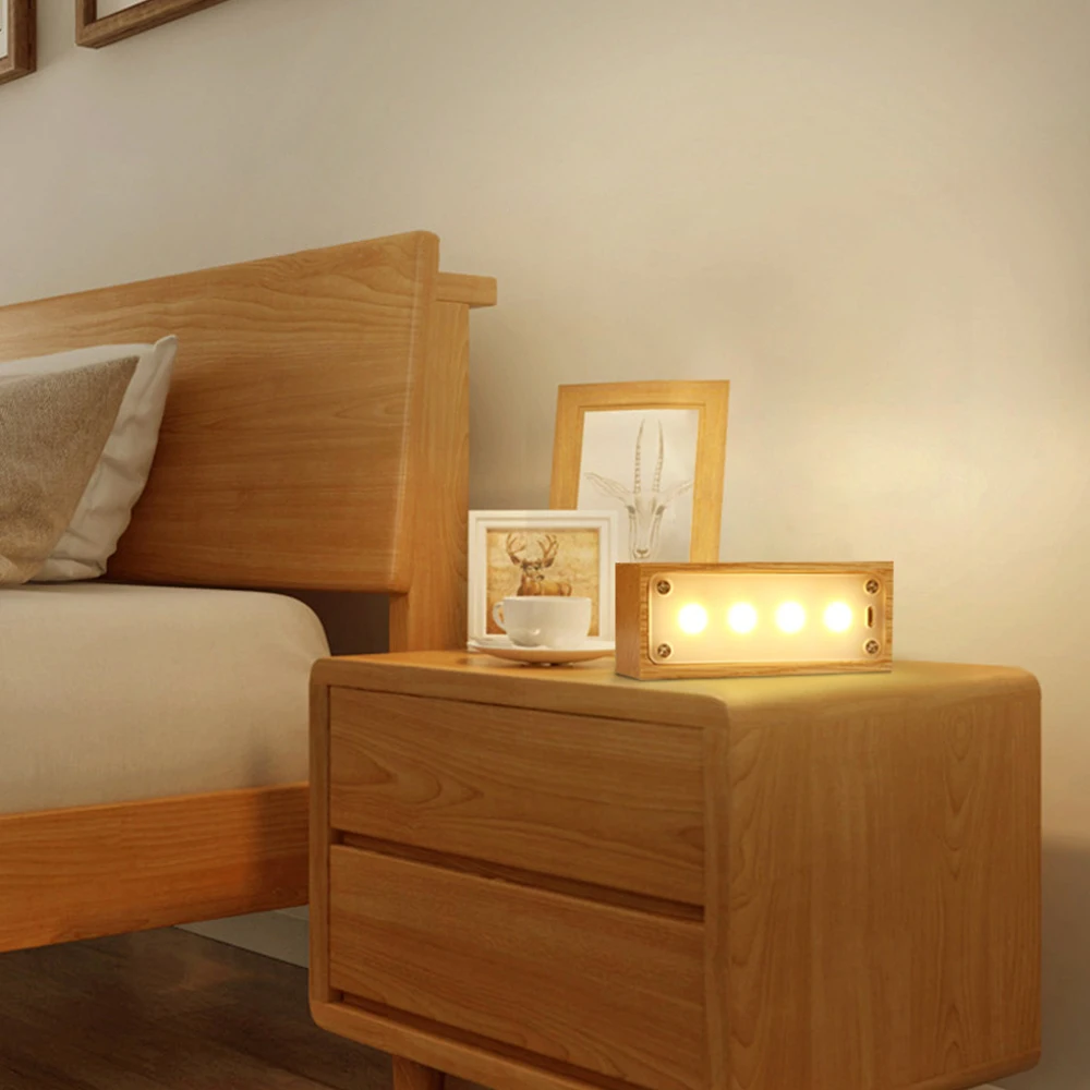 Solid деревянные usb Ночной свет светодиодный ночник Smart Touch трехскоростная спальня прикроватная лампа глаз настольная лампа