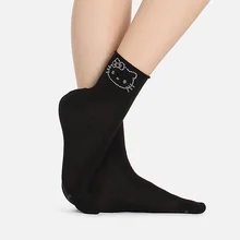 Новые женские роскошные стразы носки с котами из мультфильма. Женские милые блестящие носки со стразами женские Meias.2 цвета