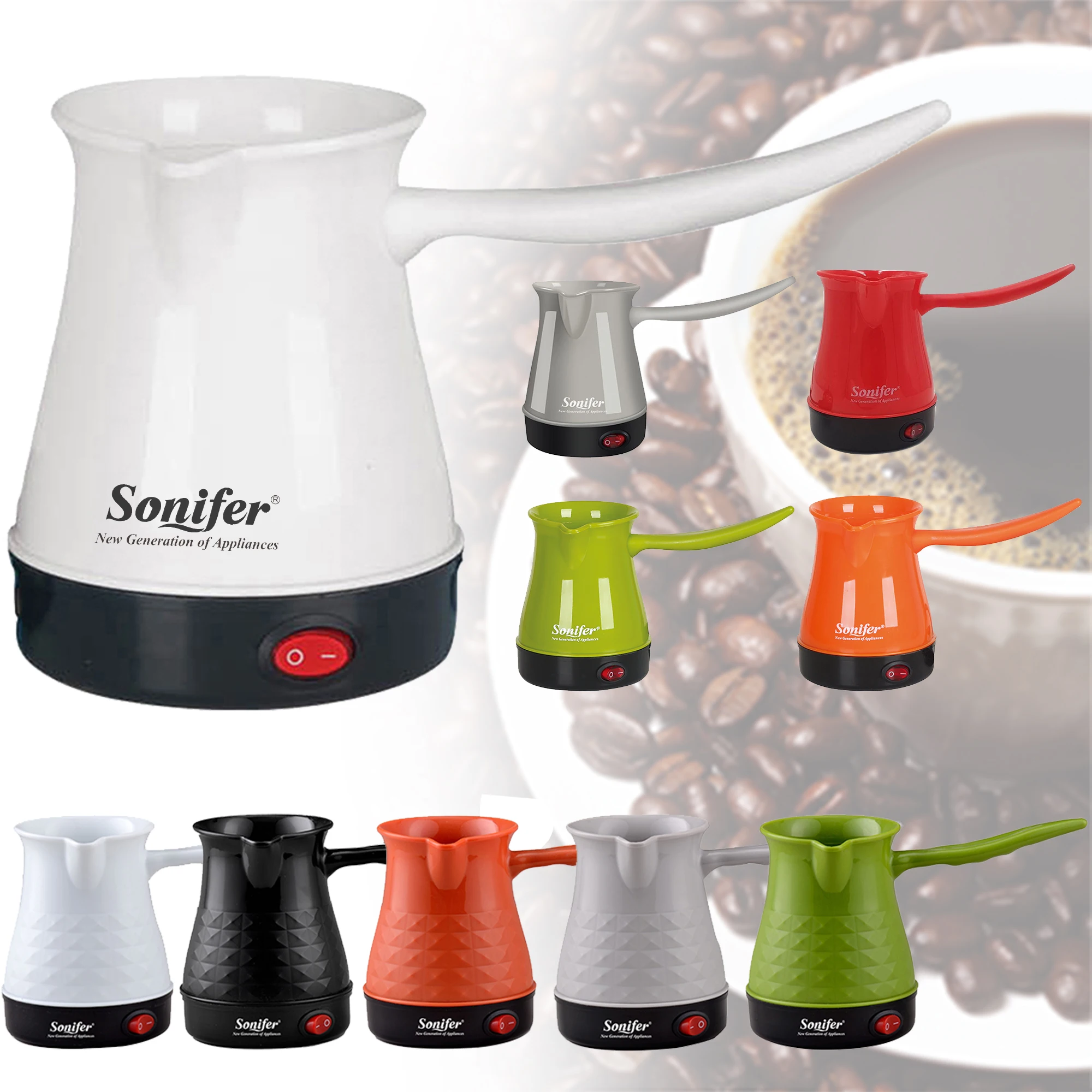 Pаспродажа Красочная мини кофемашина, Турецкая кофеварка, портативный Электрический кофейник, вареное молоко, кофе чайник для подарка, 220 В, Sonifer