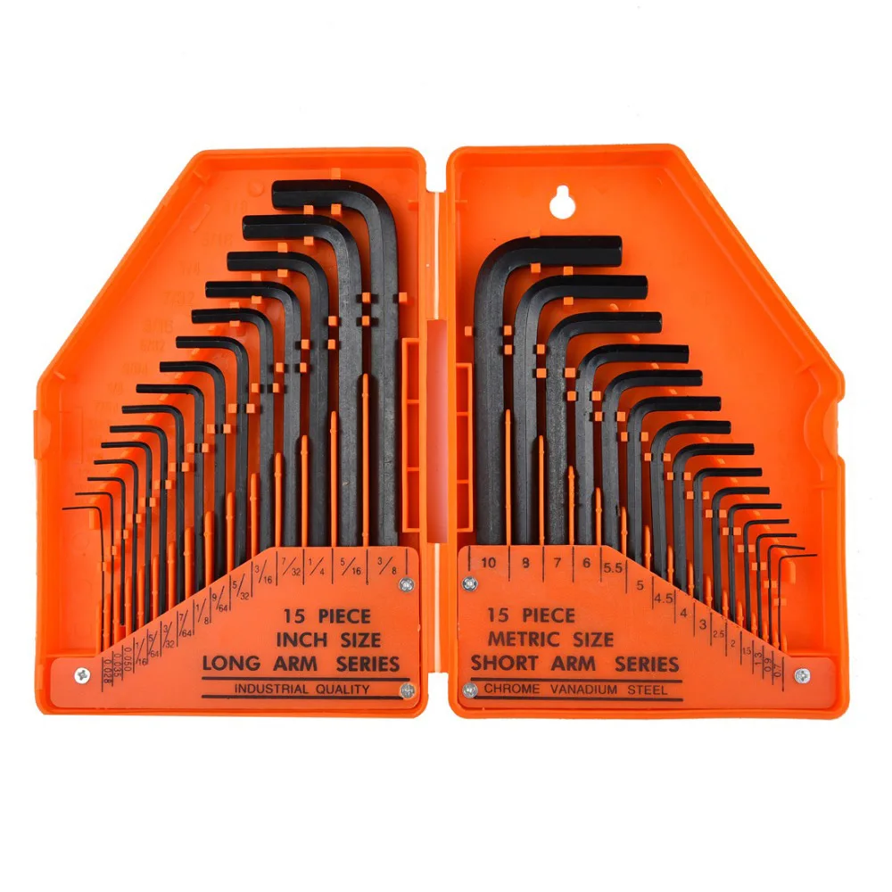

High quality 30pcs industrial grade British metric system flat head inner hexagonal socket set wrench L type handwork