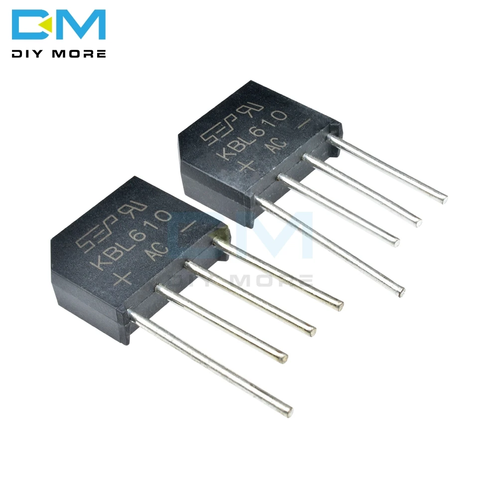 5 шт. KBL610 1000 В 6A Diy Электронный диодный мост выпрямитель Однофазный для пайки с