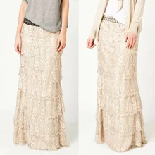 Женская Длинная Юбка коктейльные вечерние элегантные кружевные макси юбки с высокой талией свободные летние винтажные модные юбки женская одежда