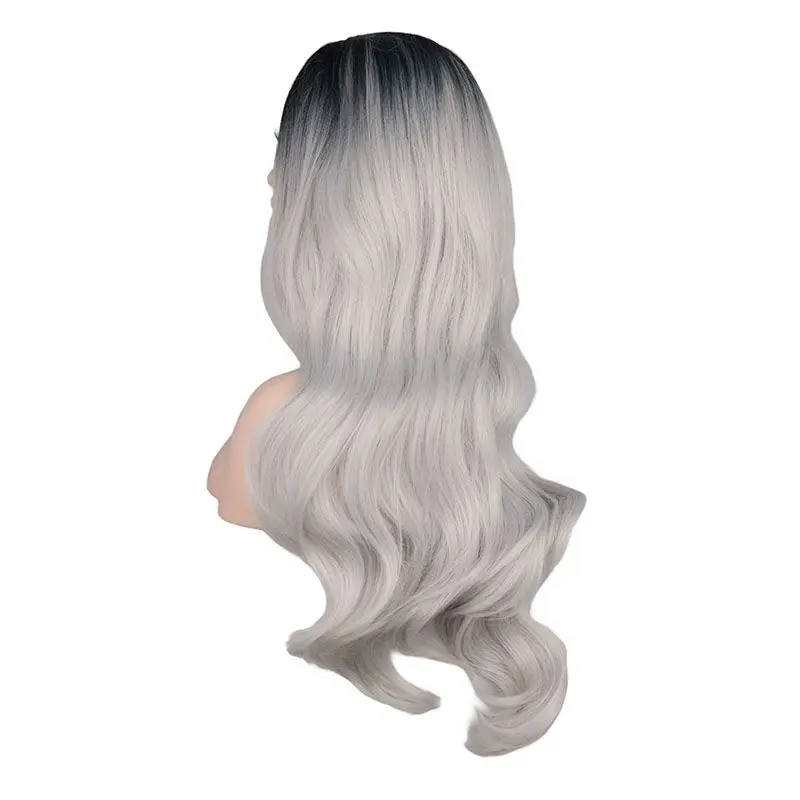 QQXCAIW длинные волнистые парик для женщин Черный Серый Розовый Коричневый блонд Омбре волосы термостойкие синтетические волосы парики