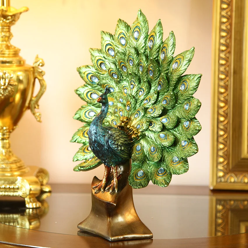 Room Decor 70cm Peacock Statue Ornament Luxury Large Craft Sculpture Living  Room Floor Decoration Home Art Modern Artwork Gifts