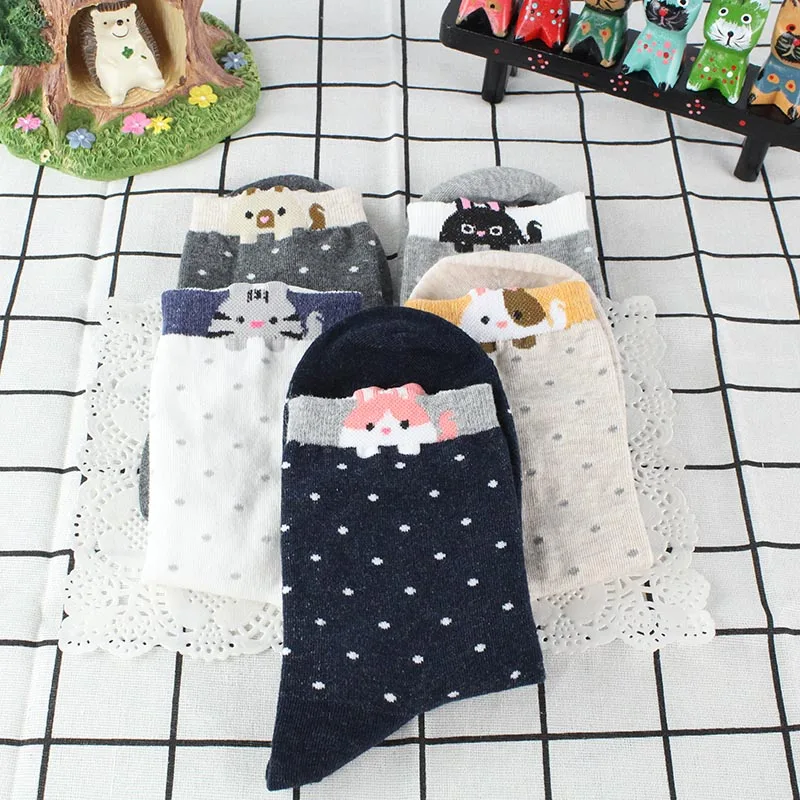 [COSPLACOOL] модные корейские забавные носки с котом/собакой Kawaii, новинка, Meias, милые хлопковые носки с животными, женские японские носки Harajuku Calcetines