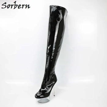 

Sorbern Fashion Over The Knee Boots For Women Shoes See Through Heels Platform Runway Shoes Black Shoes For Women 2018 New Red