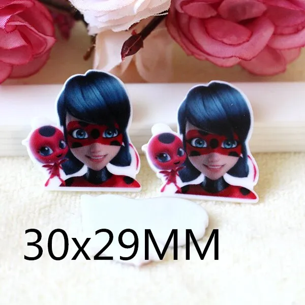 

Free shipping 50pcs/lot 30*29MM cartoon cartoon ladybug girl planar resin
