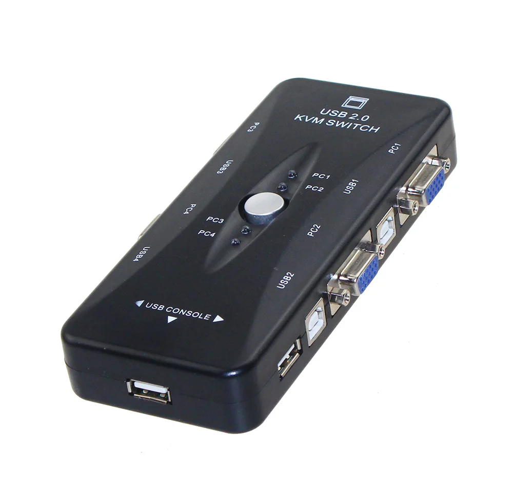 Новый USB2.0 KVM Switch 4 Порты селектор VGA печати Авто-переключатель монитор Box VGA Splitter V322 USB 2,0 kvm-переключатель