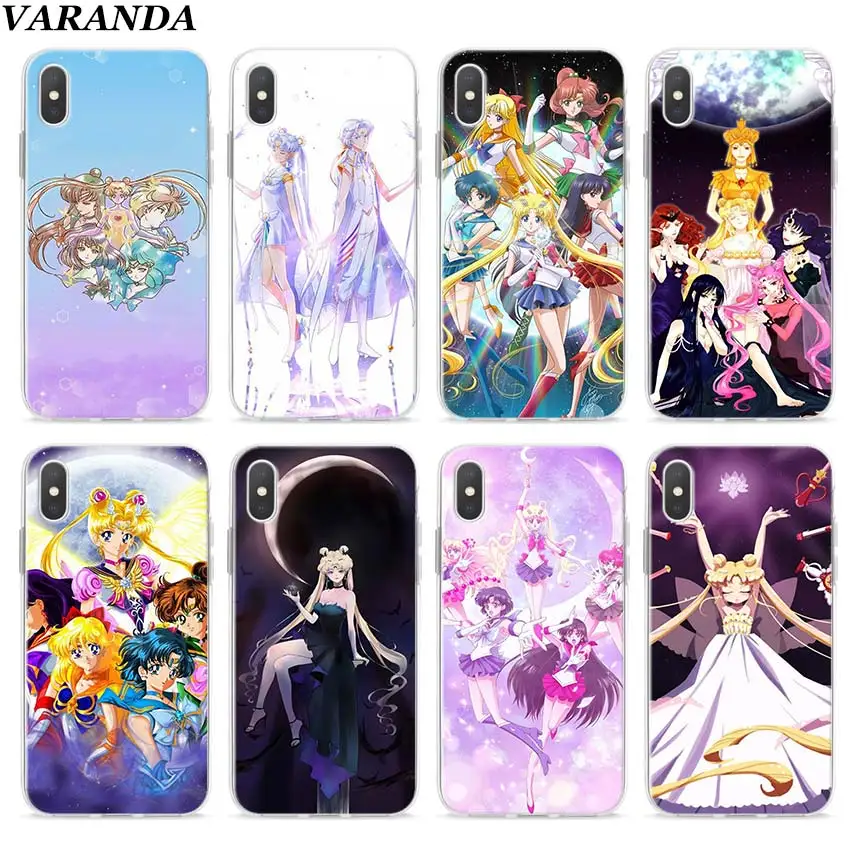 

Sailor Moon Pattern Clear Case for Apple iPhone 7 8 Plus 6 6s Plus 5 5s X XR XS MAX TPU Soft cases Coque