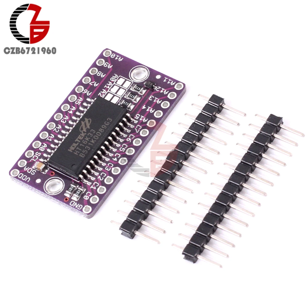 

HT16K33 RAM Mapping 16x8 LED Controller Driver Module I2C 16 Segment 8 Common LED Dot Matrix Module with Keyscan for Arduino