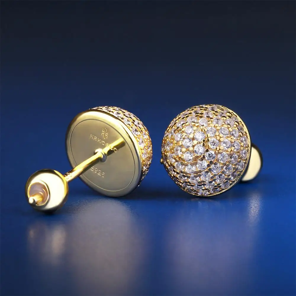 Новые модные золотые серьги-кнопки для мужчин и женщин панковая заклёпка и хип-хоп стиль ювелирные изделия с фианитом CZ