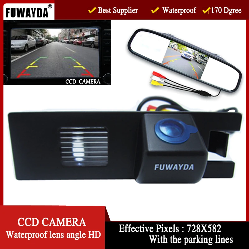 

FUWAYDA HD Car Rear View Camera for OPEL Astra H/Corsa D/Meriva A/Vectra C/Zafira B,FIAT Grande 4.3Inch Rear view Mirror Monitor