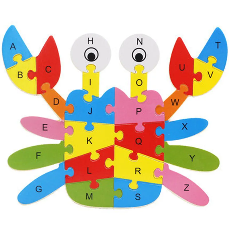 26 узоров деревянные животные Алфавит головоломка для раннего обучения головоломки для детей детские развивающие Обучающие интеллектуальные игрушки YJS - Цвет: 4