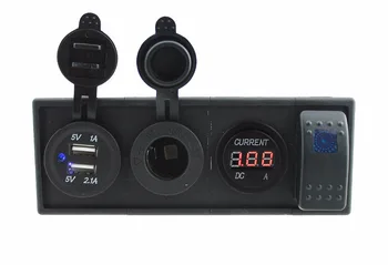 

IZTOSS DC 12V/24V led power current meter 3.1A USB port Sockets with rocker switch jumper wires and housing holder