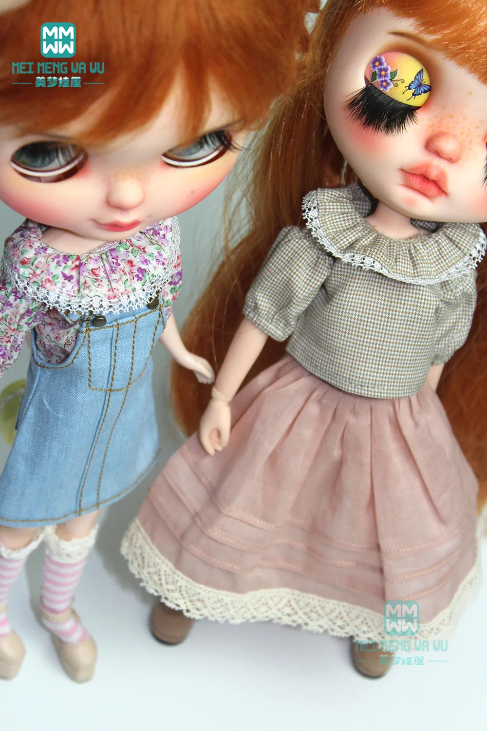 Одежда для куклы Blyth стильная рубашка с цветочным рисунком рваные джинсы длинная