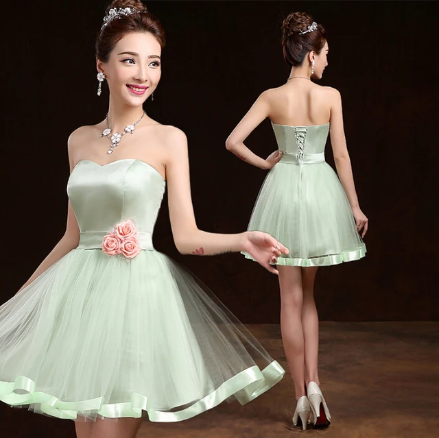 mint green corset formal junior girls bridesmaid short formal dresses
