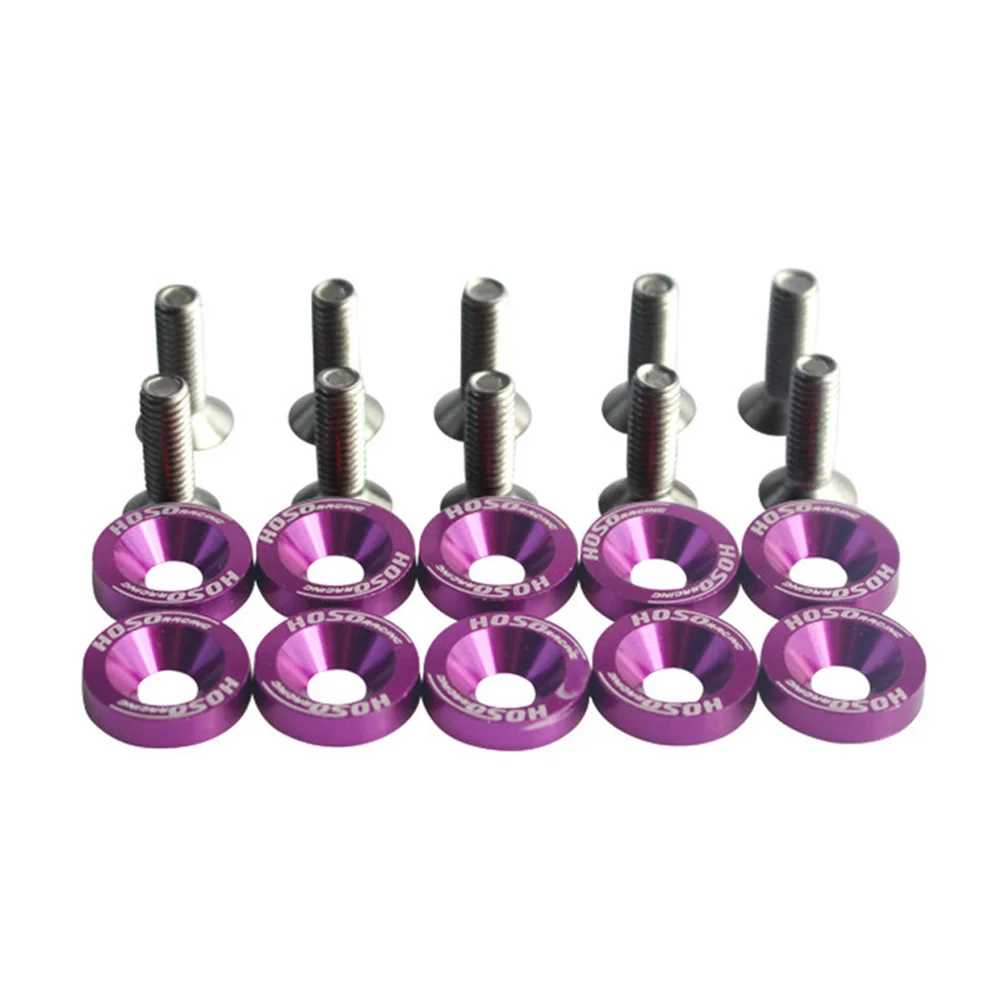 Bumper Screws JDM Billet Aluminum Spacer Washer Bolt Engine Bay Kit Gaskets Auto Replacement Parts Metallic Purple #1218 | Автомобили и