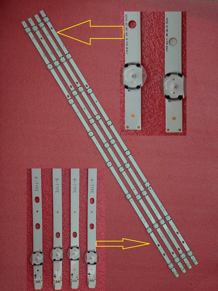 

New 5set=20 PCS 820mm LED backlight strip for TOSHIBA 43U6663DB JVC LT-43C862 VESTEL 43 DRT UHD A B-type VES430QNDL-2D-U11