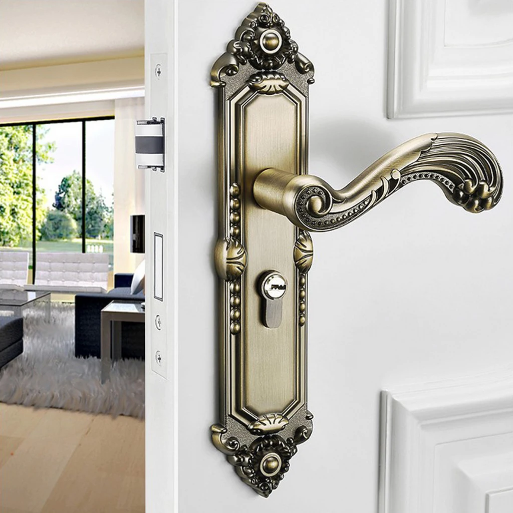 European Style Interior Door Handle Lock Interior Bedroom Bookroom Kitchen Wooden Door Handle Lock Sets