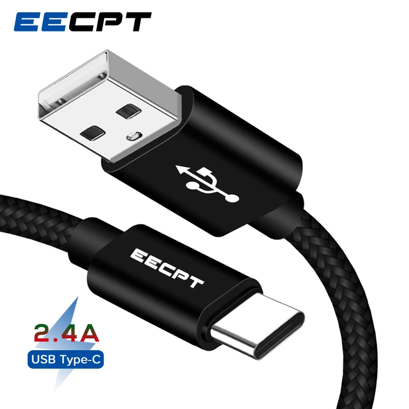Кабель зарядного устройства EECPT USB Type C 2 4a нейлоновый кабель для быстрой зарядки и