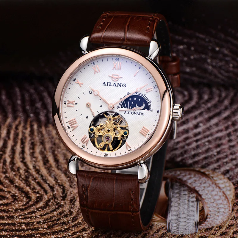Топ бренд класса люкс AILANG Скелет Tourbillon часы Мужские автоматические механические
