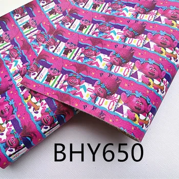 

Free shipping 1pcs/7.6*12inch cartoon bow girl leather viny fabric BHY650