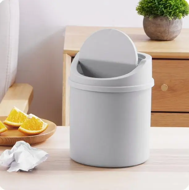 Desktop Mini Trash Can Creative Flip Paper Waste Bin Desk Garbage