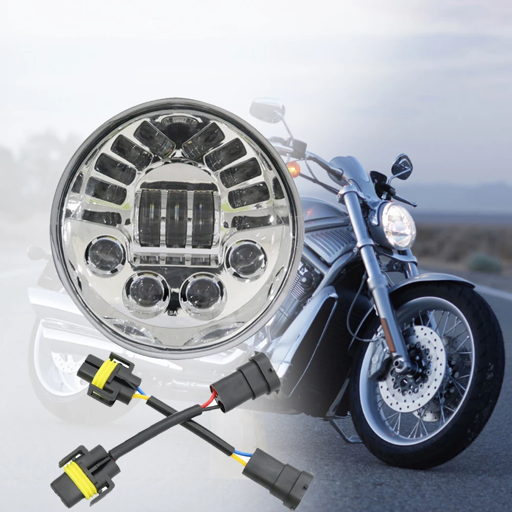 DOT E9 LED Headlight With Daytime Running Light Vrod Headlight Oval for