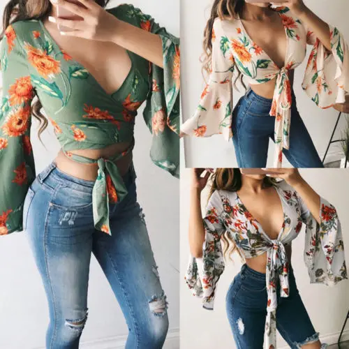 Green Chiffon Printing Floral Blouse Women Lace Up Tie Tunic Kimono Long Sleeve Loose Shirt Wrap Chest Tops Blusa Dames Green Chiffon Printing Floral Blouse Women Lace Up Tie Tunic Kimono Long Sleeve Loose Shirt Wrap Chest Tops Blusa Dames