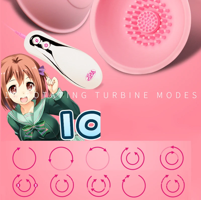 Tanie Bezprzewodowy elektryczny powiększenie piersi masażer 10 tryb wibracyjny obrót sutek Sucker klip z Brusher dorosłych Sex zabawki dla pary