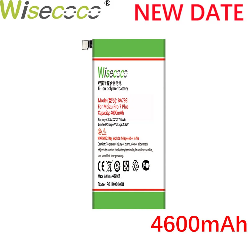 

Wisecoco BA793 4600mAh Newly Production Battery For Mei zu Pro 7 Plus Mobile Phone High quality Battery+ Tracking Number