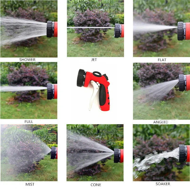 Garden Water Guns Hose Spray Nozzle 8 Pattern Heavy Duty High Pressure Pistol Car Wash #2m03 (3)