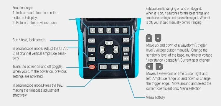 All-Sun EM1230 2in1 Handheld Oscilloscope 2 Channels with Screen Scope Digital Multimeter DMM Meter