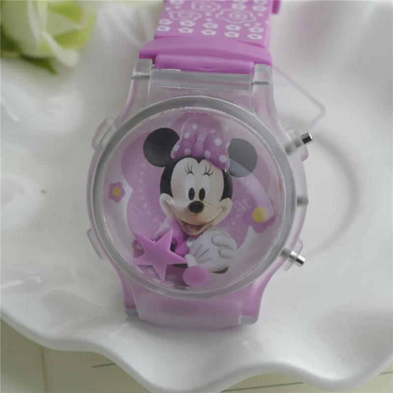 Disney minnie/Детские ювелирные блестящие часы для мальчиков и девочек с героями мультфильмов, водонепроницаемые детские часы в коробке, Подарочный браслет с Микки Маусом - Цвет: Серебристый