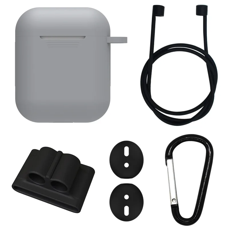 5 in 1 Headphone accessories Silicone Case for IPhone Air pods I1019SI12 earphone for Airpods bluetooth Earphone Cover Ear Cap (3)