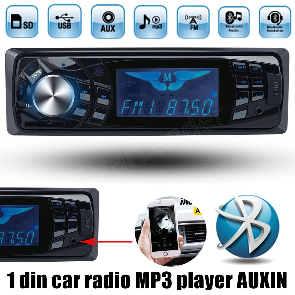 Поддержка 64G sd карты Bluetooth 12V стерео FM радио MP3 аудио плеер USB/SD в тире 1 DIN пульт