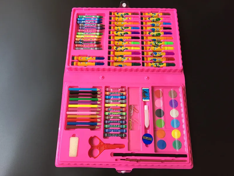 86 шт./компл. синяя розовая краска набор инструментов для рисования игрушки для рисования Акварельная ручка детские подарки Рождество год игрушки для детского сада