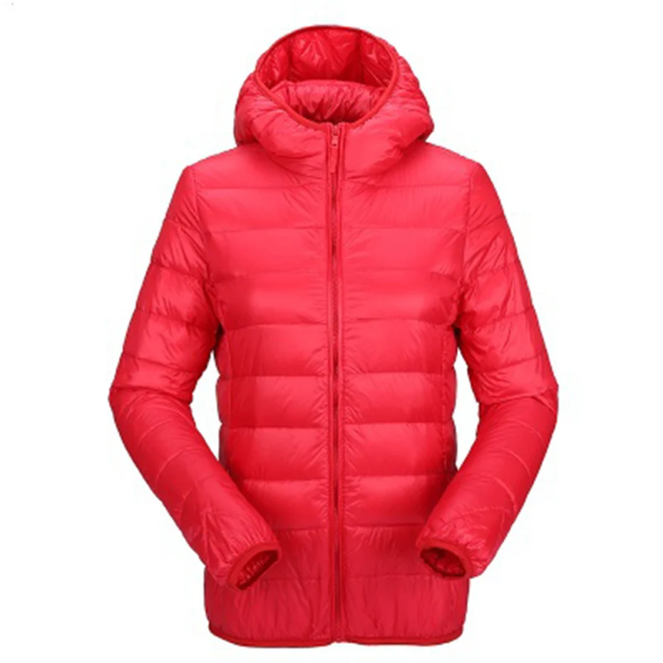 Goedkoop Zogaa Vrouwen Ultra Light Down Jacket Hooded Winter Jas Eendendons Jassen Casual Slim Fit Lange Mouwen Womens Parka Rits jassen