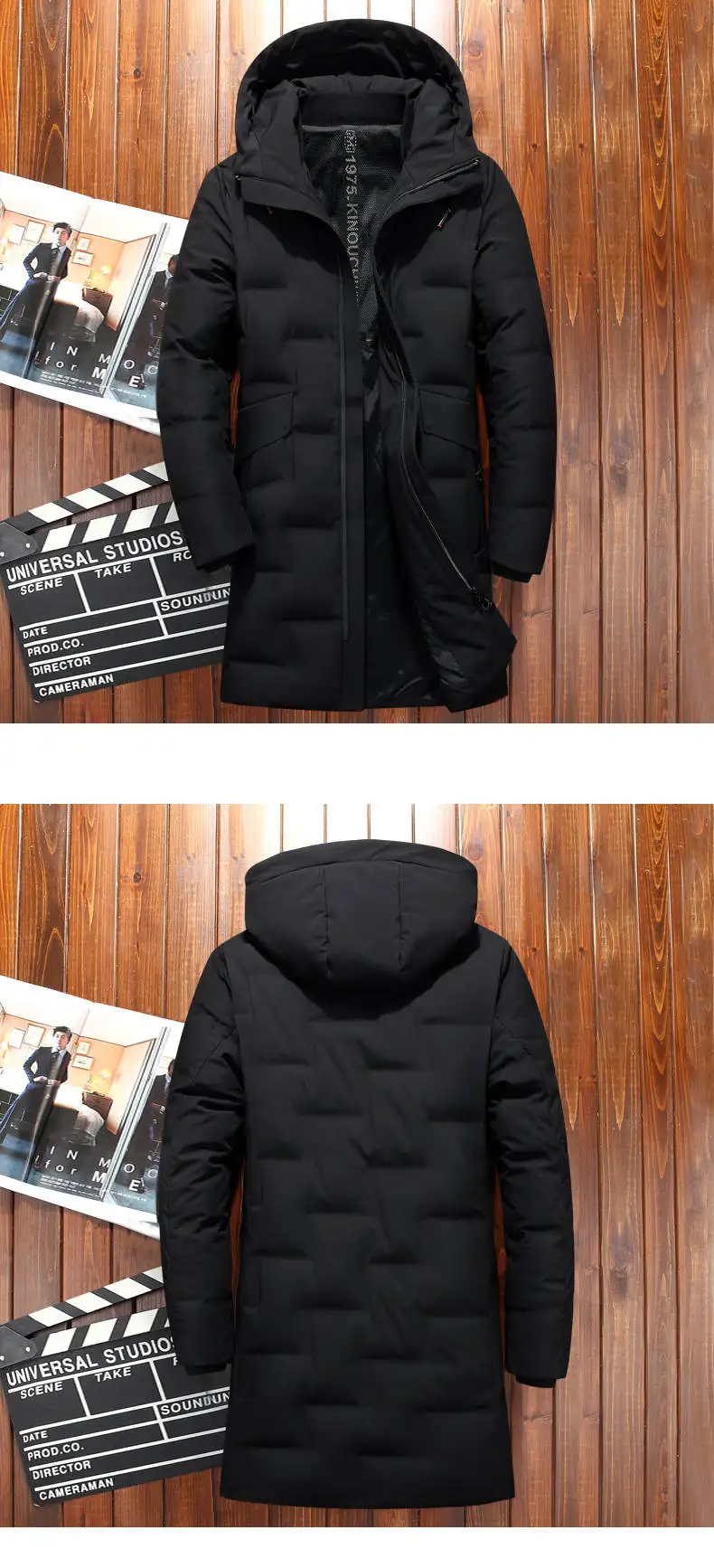 VSD Warm Winter Down Jacket Windproof Hooded Collar Men's Parka Male Big Coat Smart Casual Covered Button (12)