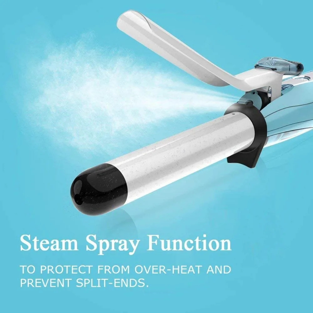 Steam Hair Curler Curling Iron Wand Tourmaline Ceramic Spray