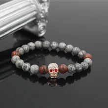 Faitheasy панк индивидуальность личности человеческий скелет головы натуральный мрамор жемчужный браслет ручной струны