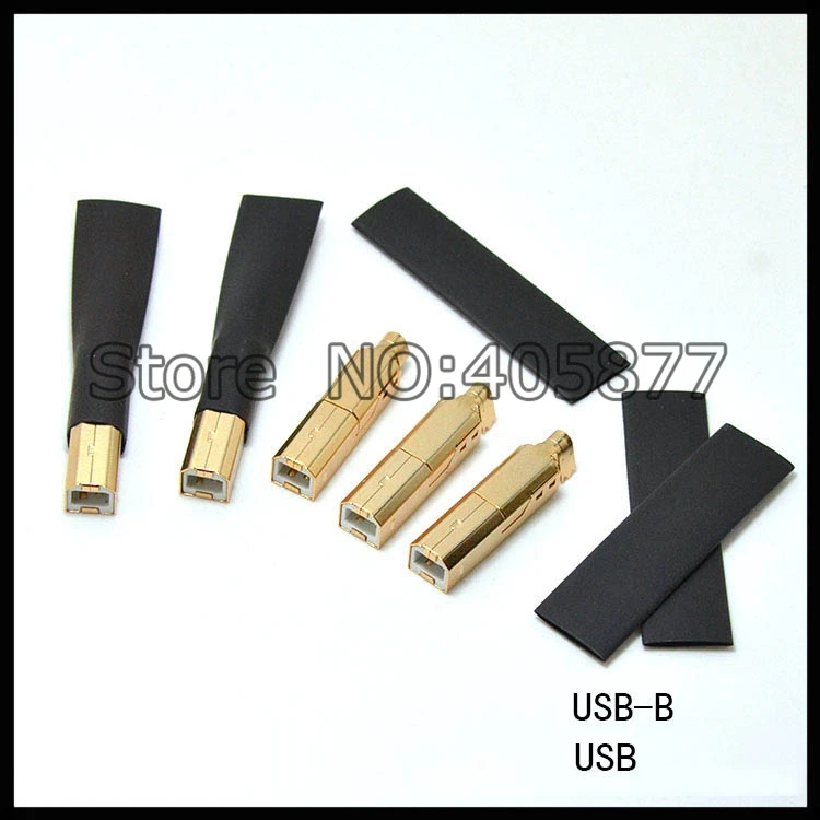 Один комплект Медный позолоченный USB A+ USB B Тип A-B разъем для DIY USB кабель hifi USB разъем