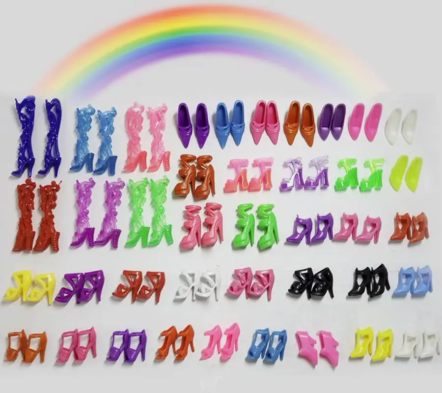 40 пар/лот, красочные разнообразные туфли для куклы Барби, разные стильные игрушки, высокое качество, рождественский подарок для девочек