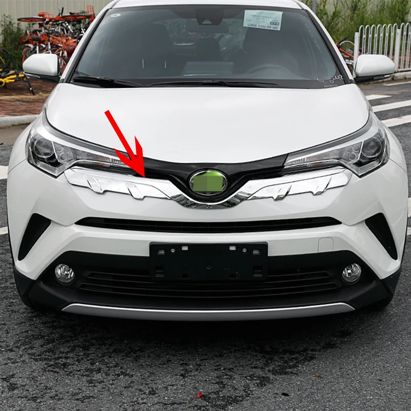 

Chrome Carbon Fiber Style 1pcs Trim Front Hood Grill Outside Styling For Toyota C-HR CHR 2017 2018 2019 Accessories