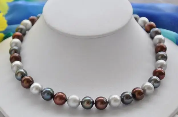 

3335 ROUND black coffee gray Freshwater PEARL NECKLACE
