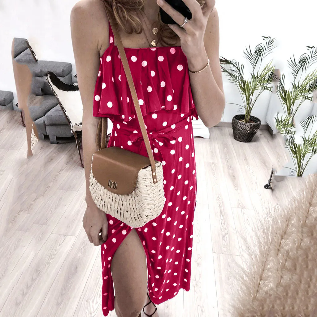 Vestidos женское летнее платье сексуальное винтажное с ремешками оборки открытые