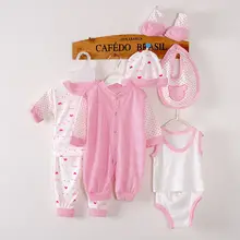 Комплект одежды для новорожденных от 0 до 3 месяцев, брендовая одежда для маленьких мальчиков и девочек, хлопковое нижнее белье в горошек, 8 шт./компл